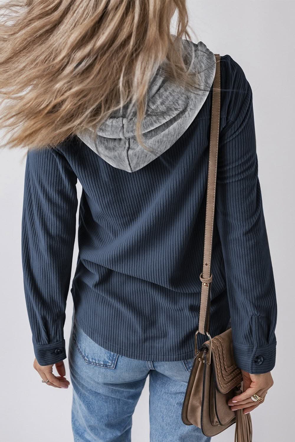 Hooded drawstring jacket with pockets - Love Salve